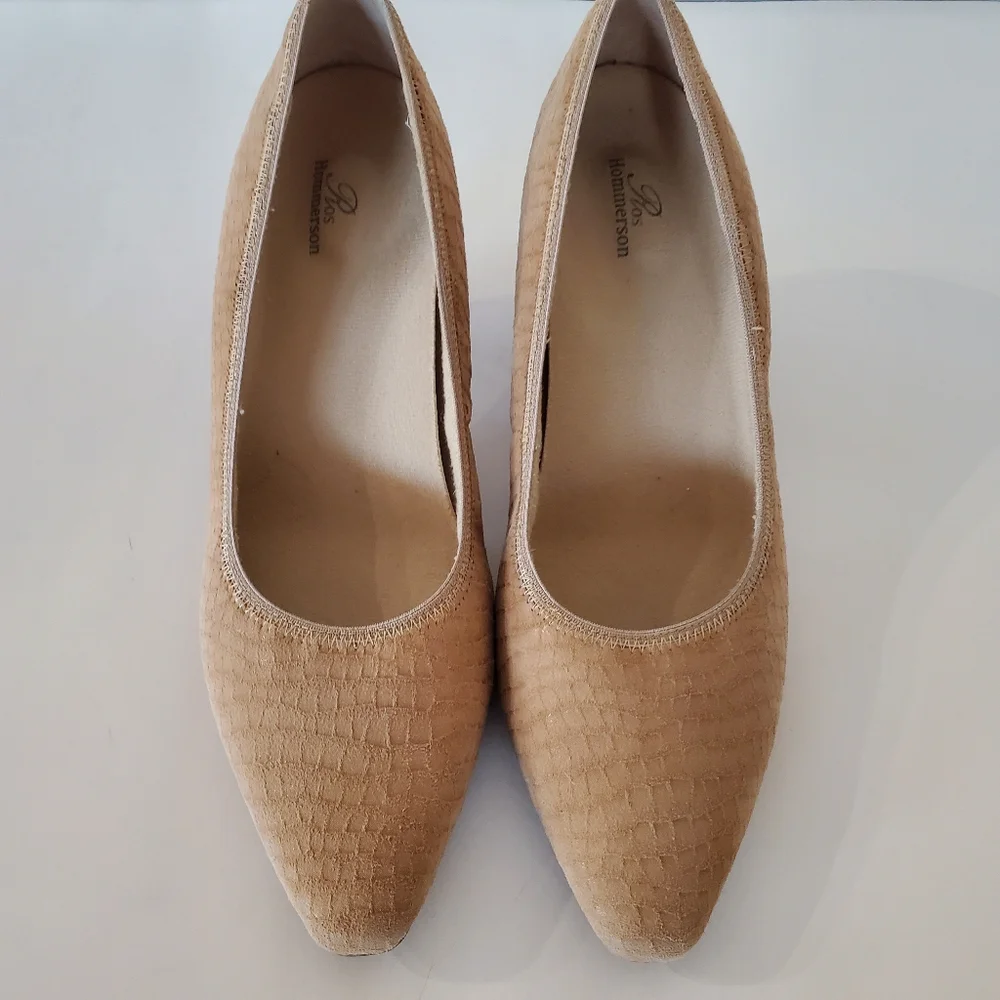 ROS HOMMERSON Sz 9 KARAT Nude Croc Leather Upper Pumps 2.5" Heel Comfort Office - Picture 4 of 15